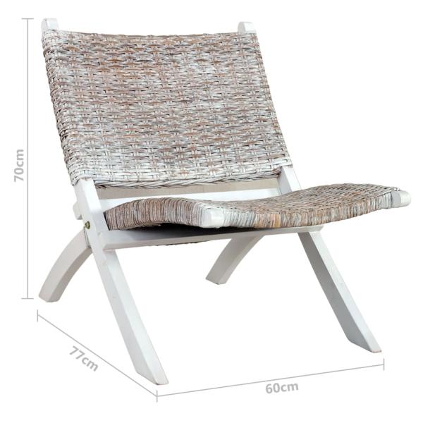 Relaxstuhl Weiß Natur Kubu-Rattan und Massivholz Mahagoni