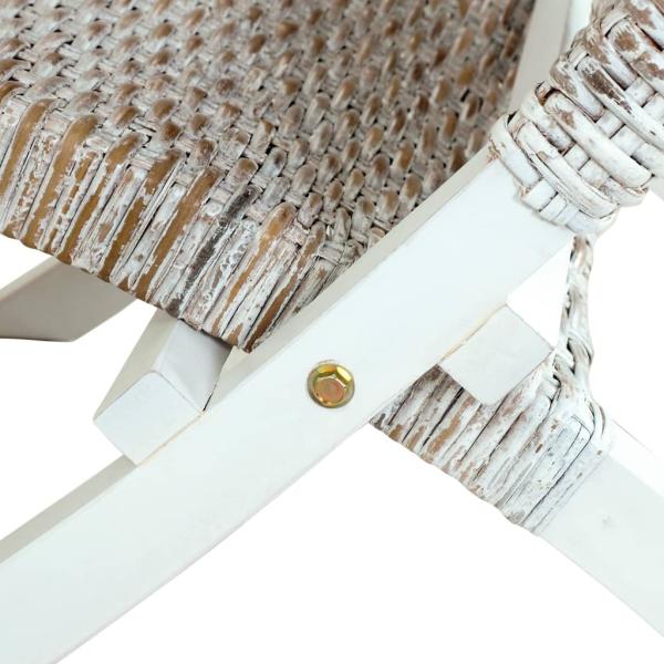 Relaxstuhl Weiß Natur Kubu-Rattan und Massivholz Mahagoni