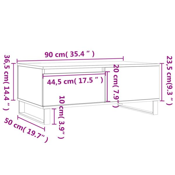 Couchtisch Betongrau 90x50x36,5 cm Holzwerkstoff