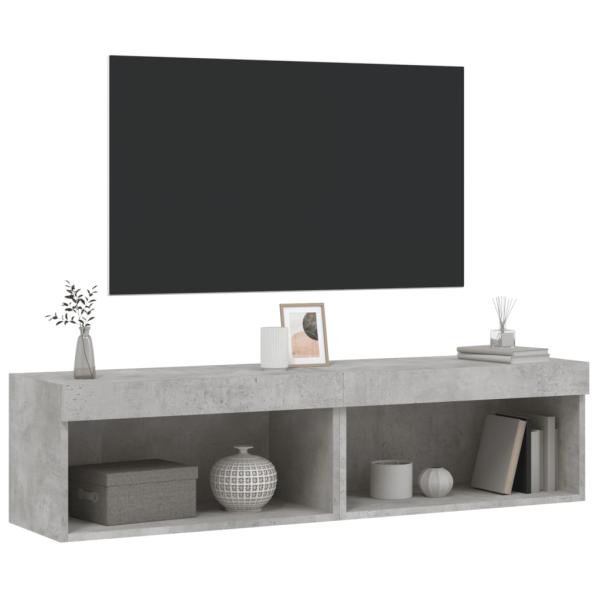 TV-Schränke mit LED-Leuchten 2 Stk. Betongrau 60x30x30 cm