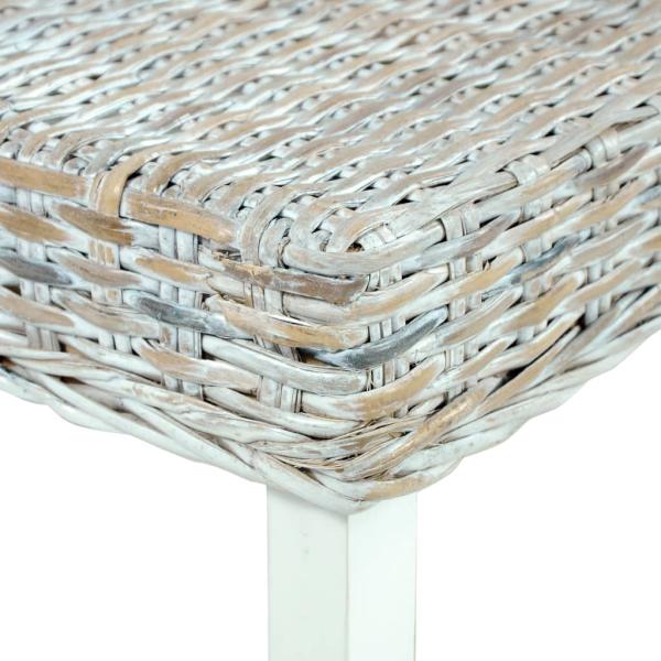 Sitzbank 110 cm Weiß Natur Kubu-Rattan und Massivholz Mahagoni
