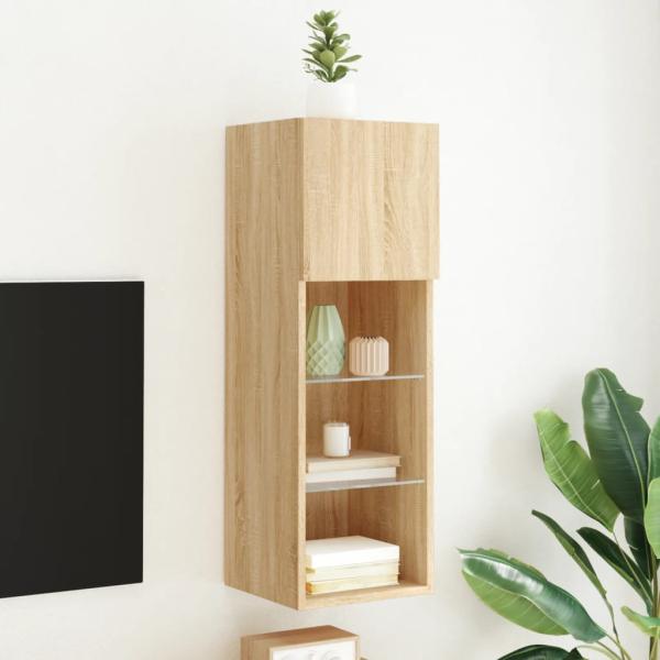 ARDEBO.de - TV-Schrank mit LED-Leuchten Sonoma-Eiche 30,5x30x90 cm