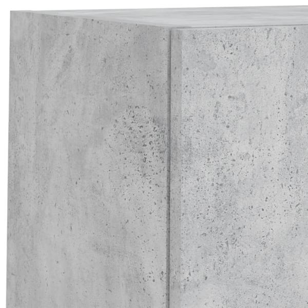 6-tlg. Wohnwand mit LED-Beleuchtung Betongrau Holzwerkstoff