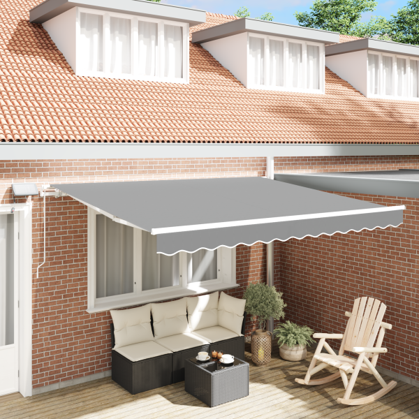 Markise mit Manuell Weiß 3 x 2,5 m Metall