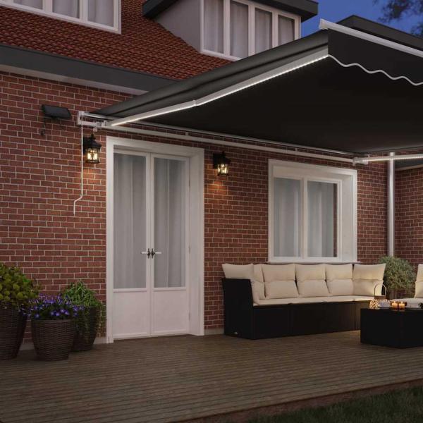 Markise mit Manuell Weiß 5 × 3,5 m Metall