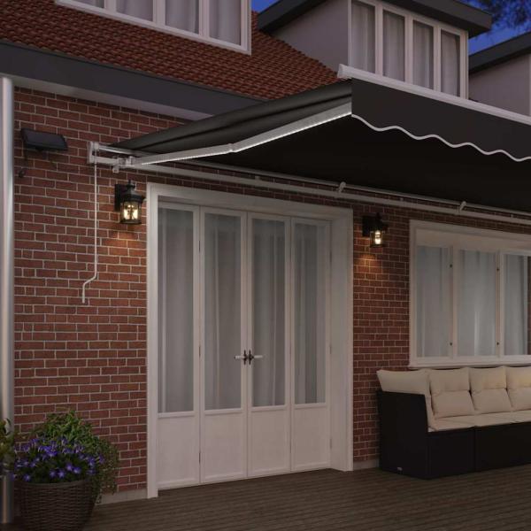 Markise mit Manuell Weiß 6 × 3,5 m Metall