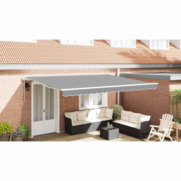 Markise Manuell Weiß 5 x 3 m Metall