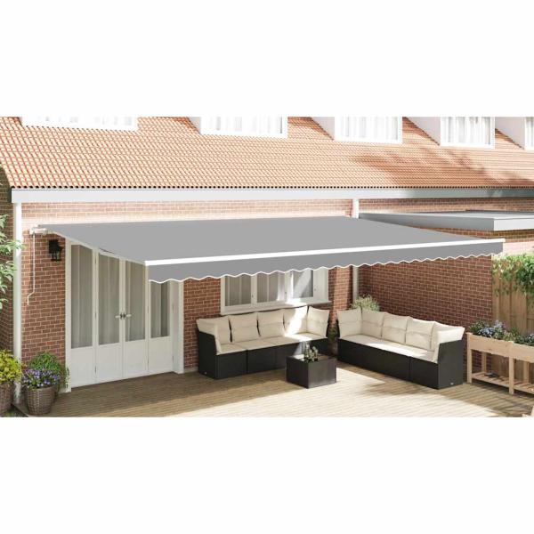 Markise Manuell Weiß 6 x 3 m Metall