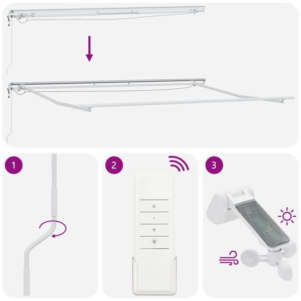Markise Weiß 5 x 3 m Metall