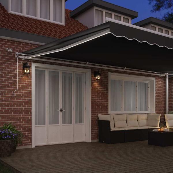 Markise mit Manuell Weiß 6 x 3 m Metall