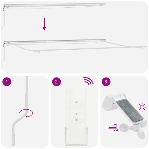 Markise mit Weiß 6 × 3,5 m Metall