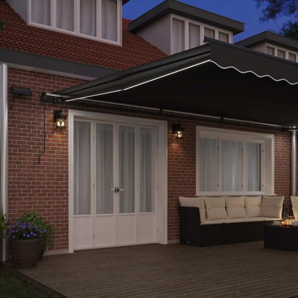 Markise mit Manuell Anthrazit 6 x 3 m Metall