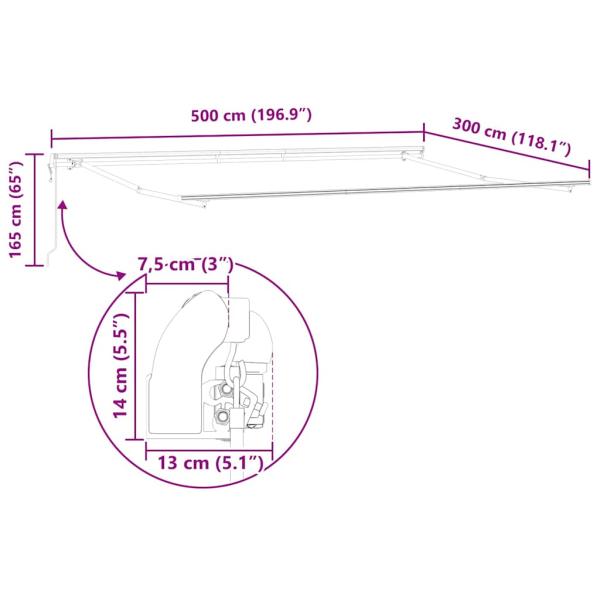 Markise Manuell Anthrazit 5 x 3 m Metall