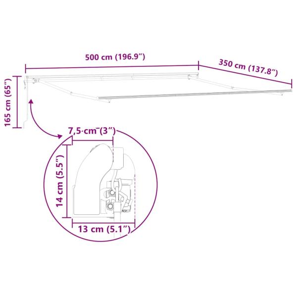 Markise Manuell Anthrazit 5 × 3,5 m Metall