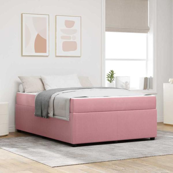 ARDEBO.de - Bettgestell mit Matratze mit Matratze Rosa 160 x 200 cm Samt