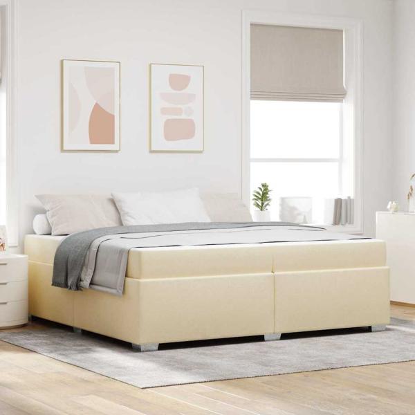 ARDEBO.de - Bettgestell Creme 200 x 200 cm Stoff