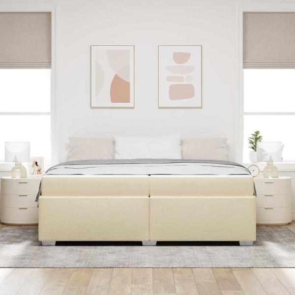 Bettgestell Creme 200 x 200 cm Stoff