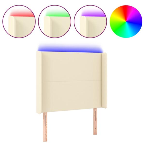LED Kopfteil Creme 103x16x118/128 cm Kunstleder