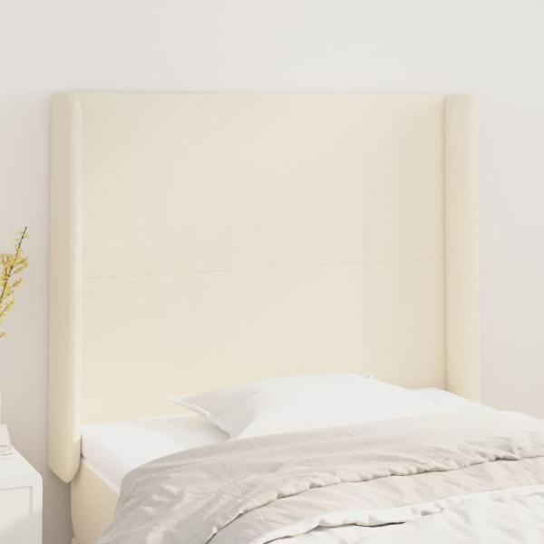 ARDEBO.de - Kopfteil mit Ohren Creme 103x16x118/128 cm Kunstleder