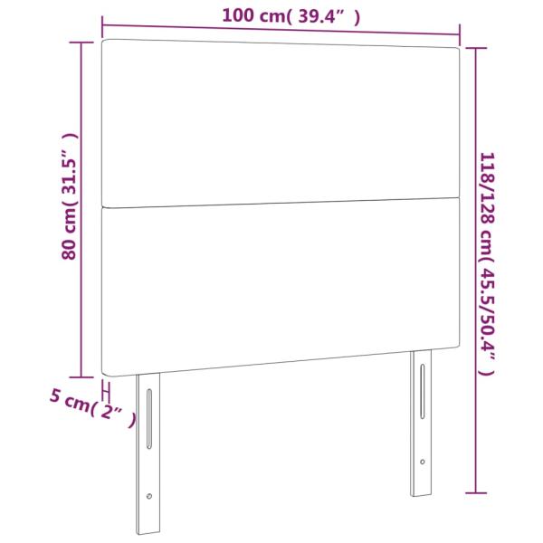 LED Kopfteil Creme 100x5x118/128 cm Kunstleder