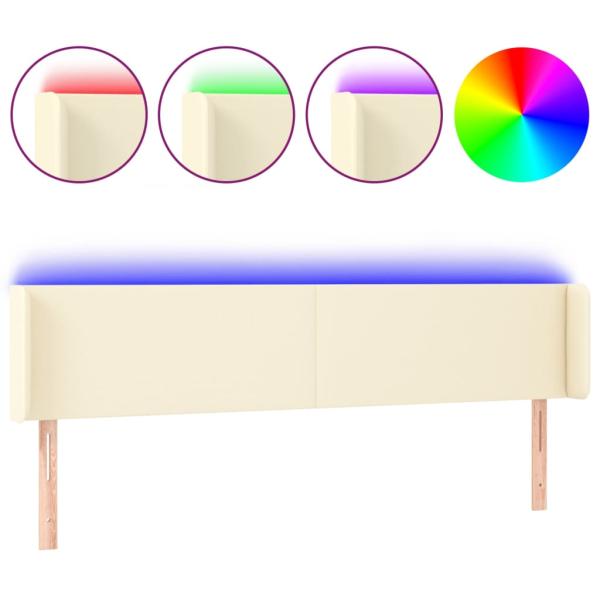 LED Kopfteil Creme 203x16x78/88 cm Kunstleder