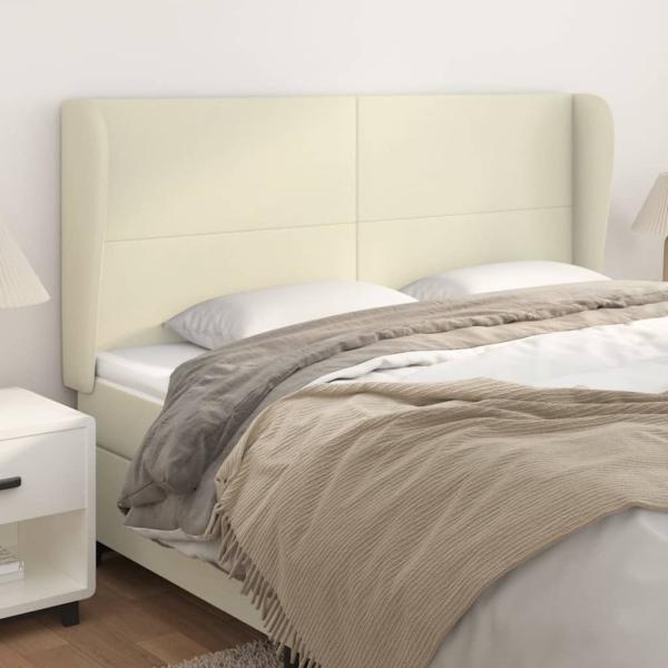 ARDEBO.de - Kopfteil mit Ohren Creme 203x23x118/128 cm Kunstleder