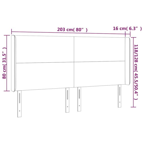 LED Kopfteil Creme 203x16x118/128 cm Kunstleder