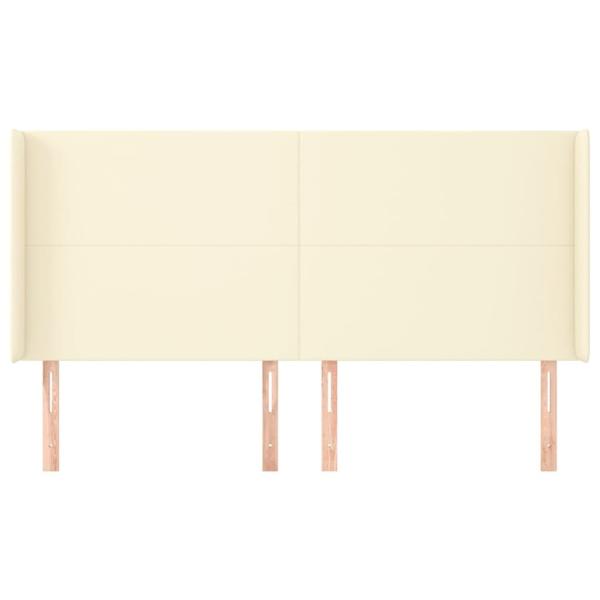 Kopfteil mit Ohren Creme 203x16x118/128 cm Kunstleder