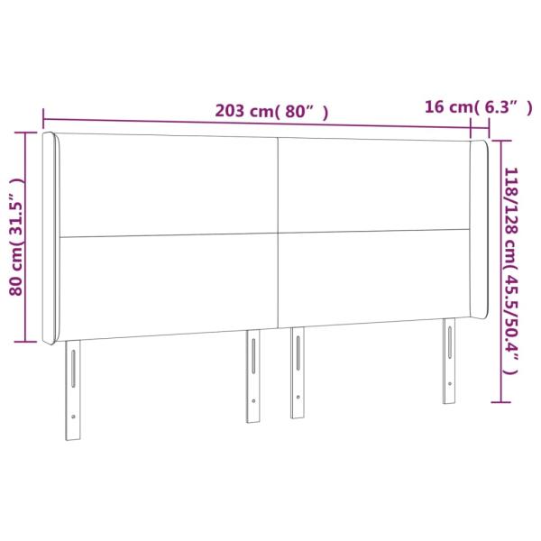 Kopfteil mit Ohren Creme 203x16x118/128 cm Kunstleder