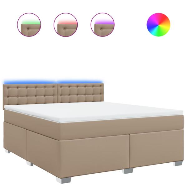 Boxspringbett Matratze Cappuccino-Braun 180x200 cm Kunstleder