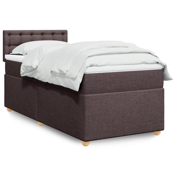 ARDEBO.de - Boxspringbett mit Matratze Dunkelbraun 80x200 cm Stoff