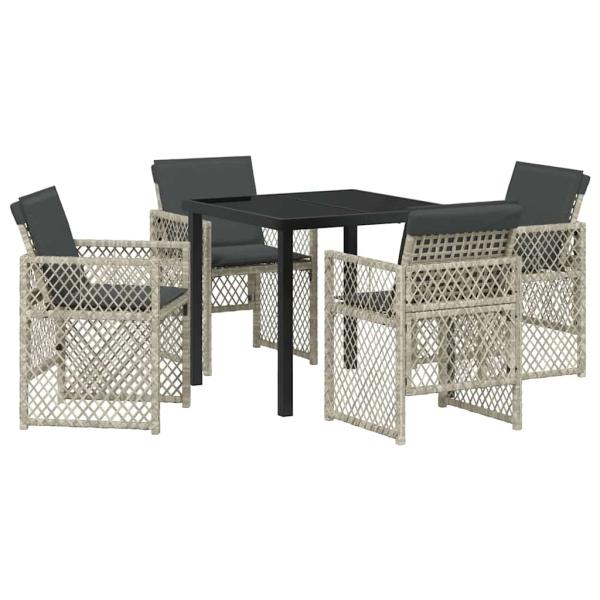 ARDEBO.de - Garten Essgruppe 5 pcs Hellgrau Poly-Rattan
