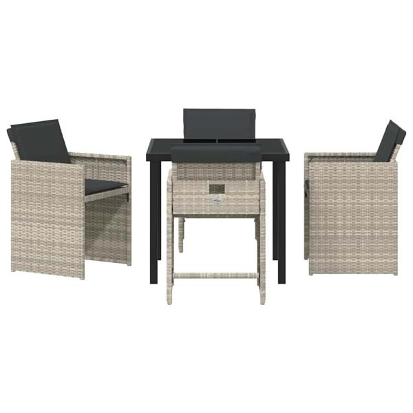 Garten Essgruppe 5 pcs Hellgrau Poly-Rattan