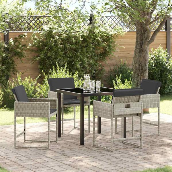 ARDEBO.de - Garten Essgruppe 5 pcs Hellgrau Poly-Rattan