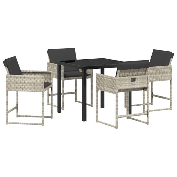 Garten Essgruppe 5 pcs Hellgrau Poly-Rattan