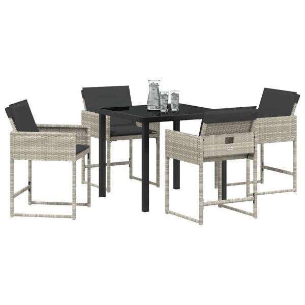 Garten Essgruppe 5 pcs Hellgrau Poly-Rattan