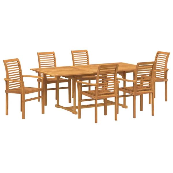 Garten Essgruppe 7 pcs Braun 200 x 100 x 75 cm Teak-Massivholz