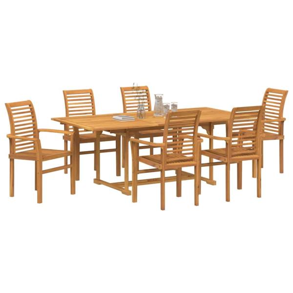 Garten Essgruppe 7 pcs Braun 200 x 100 x 75 cm Teak-Massivholz