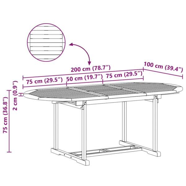 Garten Essgruppe 7 pcs Braun 200 x 100 x 75 cm Teak-Massivholz