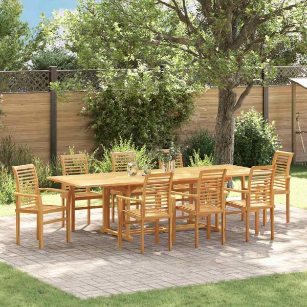 ARDEBO.de - Garten Essgruppe 9 pcs Braun 280 x 100 x 75 cm Teak-Massivholz