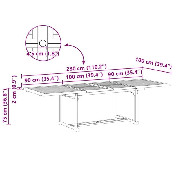 Garten Essgruppe 9 pcs Braun 280 x 100 x 75 cm Teak-Massivholz