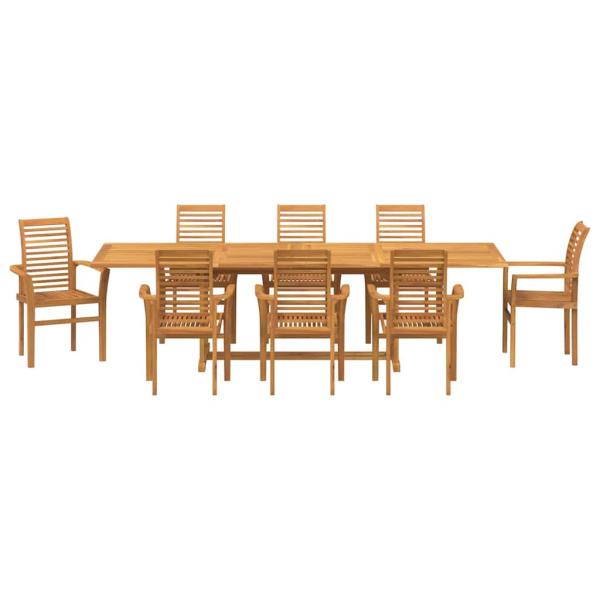 Garten Essgruppe 9 pcs Braun 280 x 100 x 75 cm Teak-Massivholz
