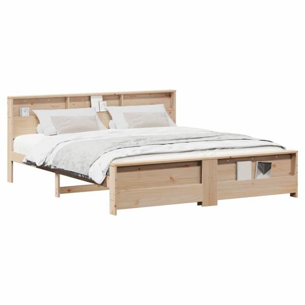 Bettgestell mit Kopfteil Braun 200 x 200 cm Massivholz Kiefer
