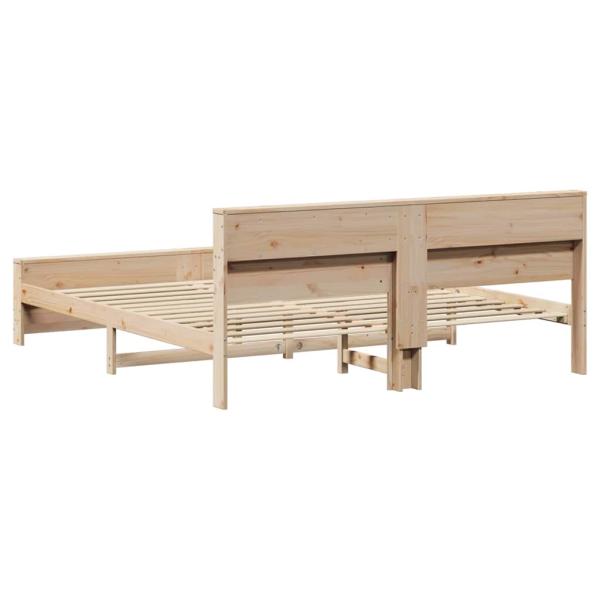 Bettgestell mit Kopfteil Braun 200 x 200 cm Massivholz Kiefer