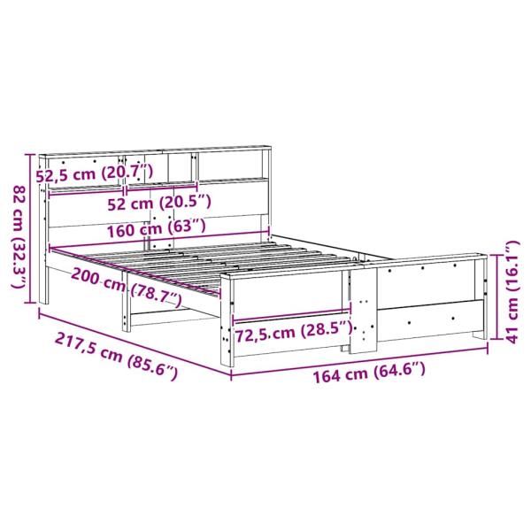 Bettgestell mit Kopfteil Braun 160 x 200 cm Massivholz Kiefer