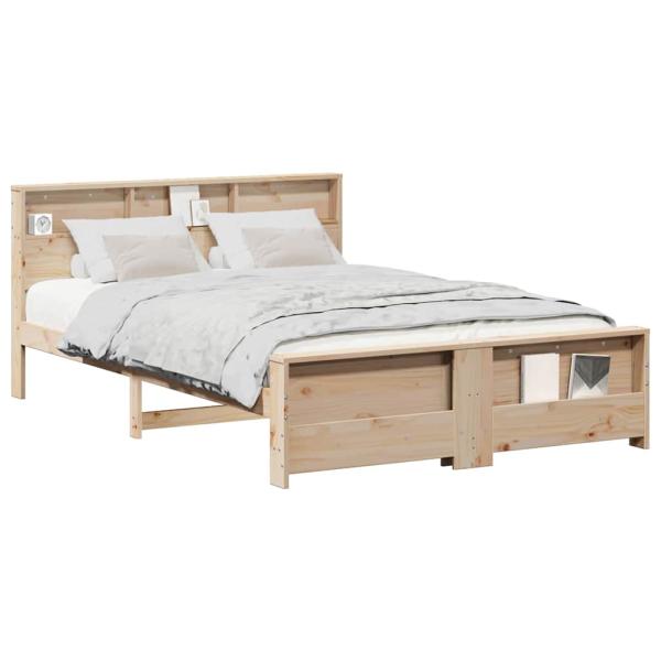 Bettgestell mit Kopfteil Braun 150 x 200 cm Massivholz Kiefer