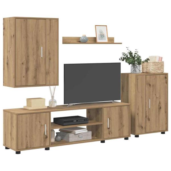 4-teilige TV-Schrank Set 4 pcs Eiche handwerklich Holzwerkstoff