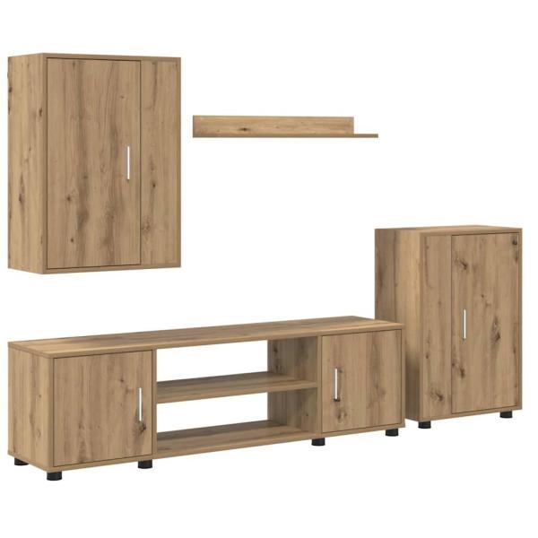 4-teilige TV-Schrank Set 4 pcs Eiche handwerklich Holzwerkstoff