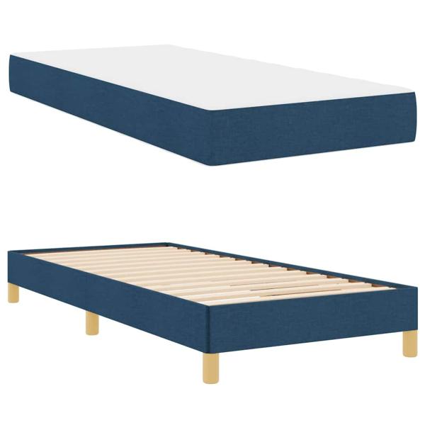 Boxspringbett Blau, Weiß 100 x 200 cm der Schaum