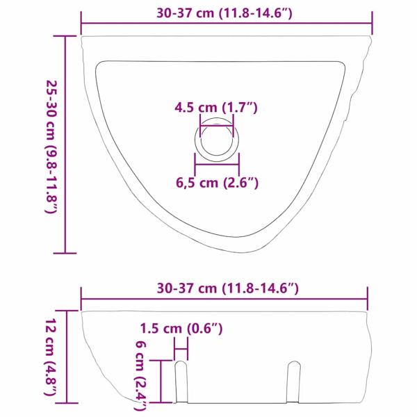 Wandhängendes Waschbecken Grau (30-37) x (25-30) x 12 cm